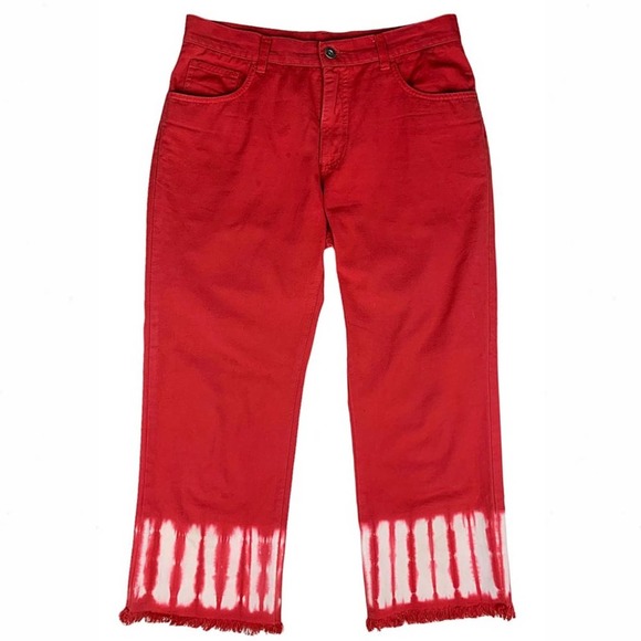 Vintage High-Rise Tie-Dye Raw-Hem Crop Flare Jeans - Picture 5 of 8